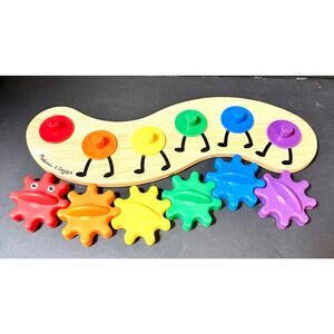 Melissa & Doug Caterpillar Gear Toy wooden puzzle color matching